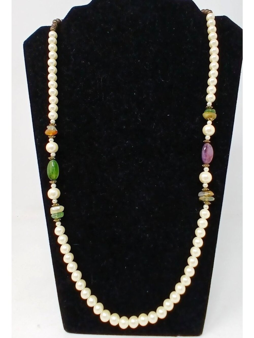 VTG Desiged by Paula Necklace Faux Pearls Multicolor Beads 29" Length #J8WP